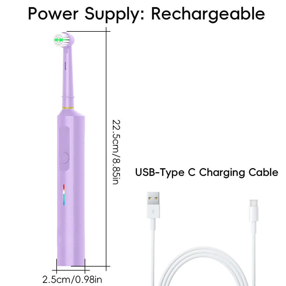 Intelligent Rotating Electric Toothbrush, Rechargeable Rotary Toothbrushes Compatible with Oral B Braun Replacement Brush Heads