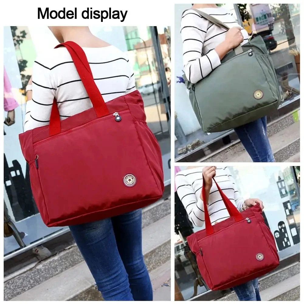 Super Big Bag ! Solid Color Women Tote Bag Fashion Large Capacity Handbag Shoulder Bag Nylon Ladies Purse Pouch Shopping Bag