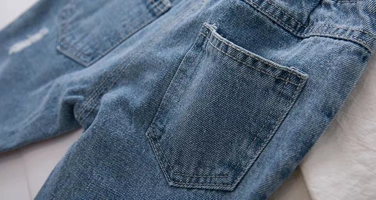 0-6 Year Old Boys Jeans Infant Set Children Girls Denim Ripped Jeans Korean Fashion Kids Trousers Toddler Casual Loose Pants