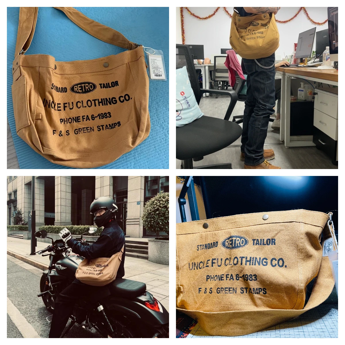 Maden Vintage Large-capacity Magnetic Buckle Crossbody Newsboy Bag Letter Design Canvas Motorcycle Computer Tote Messenger Bags