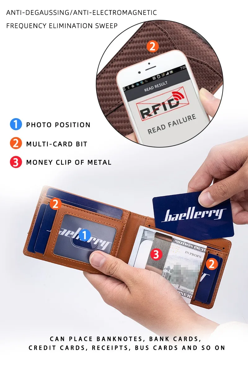 Rfid Carbon Fiber Luxury Men Wallets Money Bag Slim Thin Man Card Holder Wallet for Men Small Short Purse credit card holder