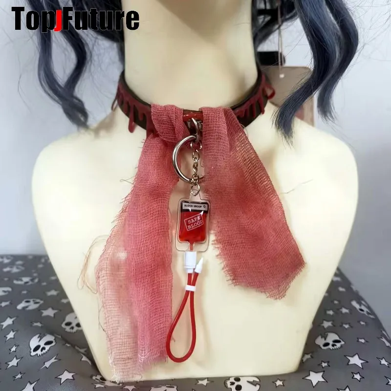 Women Men Harajuku Gothic Lolita Cosplay Punk Syringe necklace Subculture Spice Y2K Girl Collar bloody choker chokers Turques