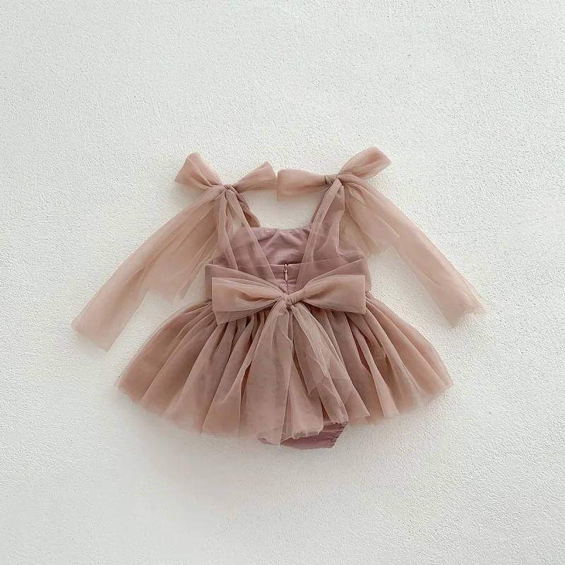 0-2 Year Old Baby Dress Summer New Newborn Centennial Birthday Party Girl Princess Dress Sleeveless Mesh Romper Dress