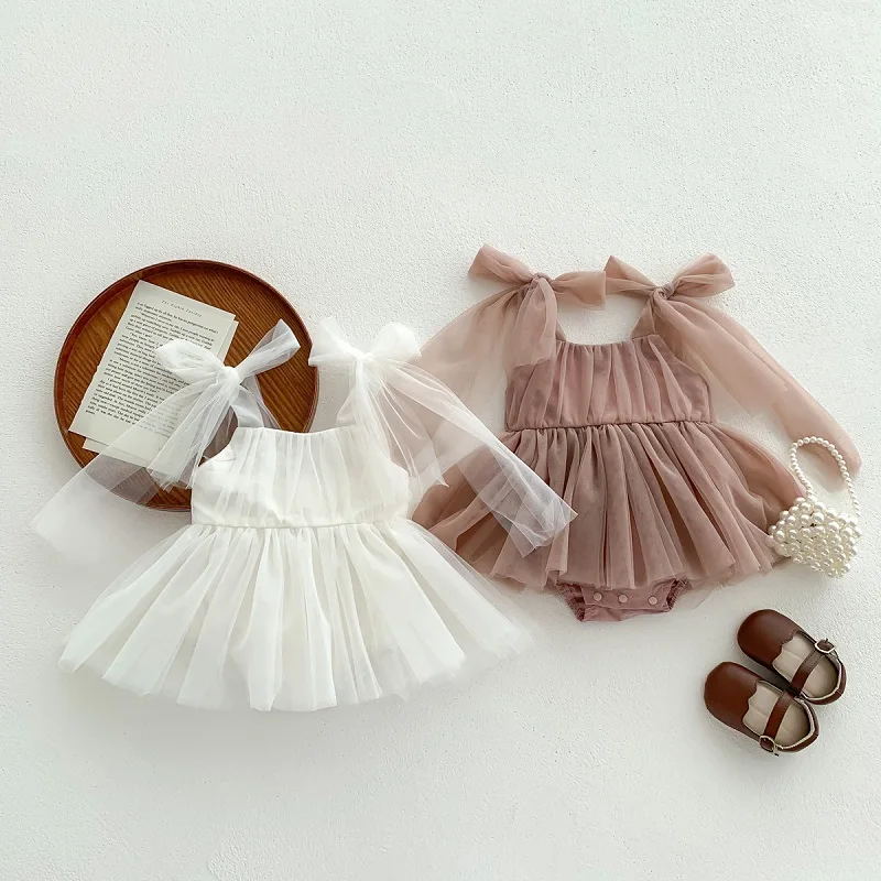 0-2 Year Old Baby Dress Summer New Newborn Centennial Birthday Party Girl Princess Dress Sleeveless Mesh Romper Dress