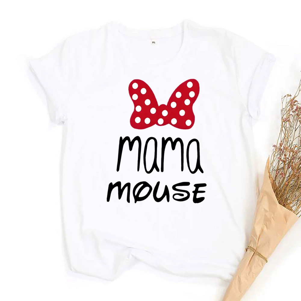 Mom and Kids Matching Tees for Summer MAMA and MINI Mouse Letter Print Short Sleeve Tops Stylish Family Matching T-shirts
