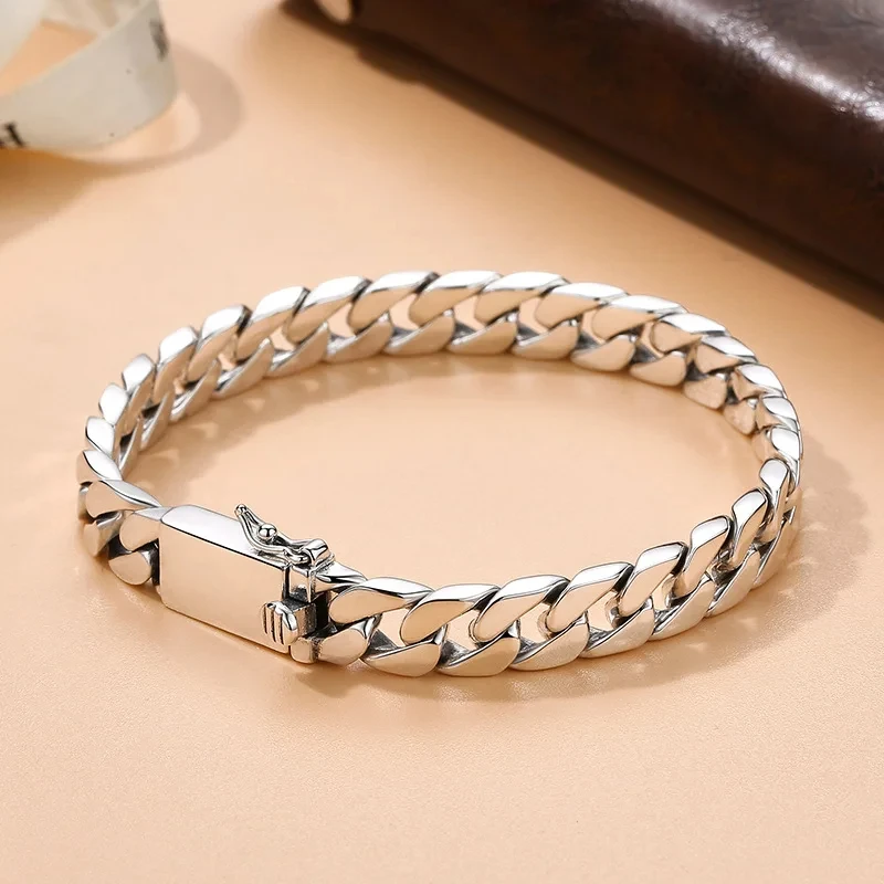 100% S925 Sterling Silver Necklace Bracelet Punk S925 Silver Jewelry Never Fade Carry certificate Men Women Jewelry Gifts