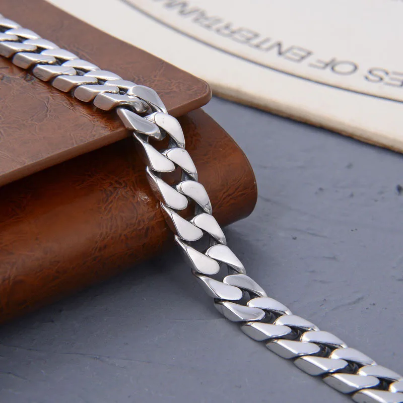 100% S925 Sterling Silver Necklace Bracelet Punk S925 Silver Jewelry Never Fade Carry certificate Men Women Jewelry Gifts
