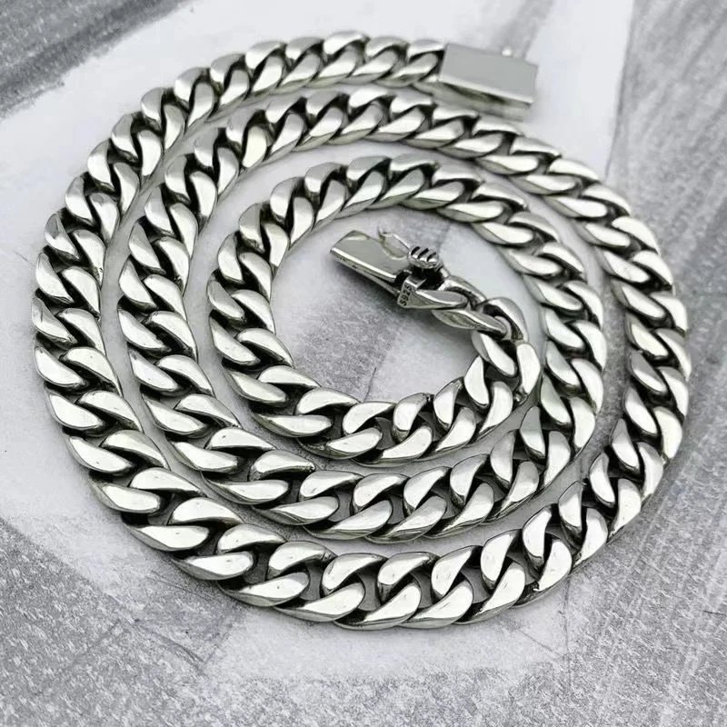 100% S925 Sterling Silver Necklace Bracelet Punk S925 Silver Jewelry Never Fade Carry certificate Men Women Jewelry Gifts