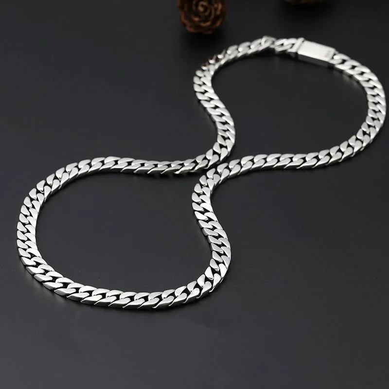 100% S925 Sterling Silver Necklace Bracelet Punk S925 Silver Jewelry Never Fade Carry certificate Men Women Jewelry Gifts