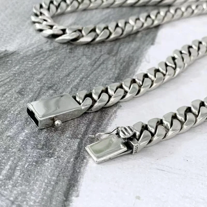 100% S925 Sterling Silver Necklace Bracelet Punk S925 Silver Jewelry Never Fade Carry certificate Men Women Jewelry Gifts