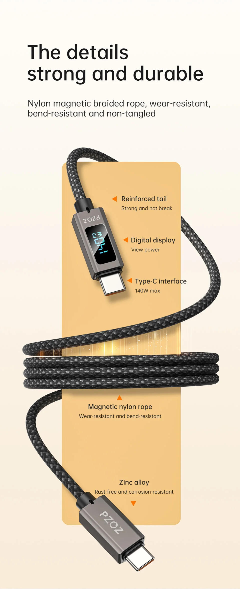 PZOZ For usb c to type c lightning magnetic cable Fast Charging iPhone iPad MacBook Charger mobile phone cables organizer bag