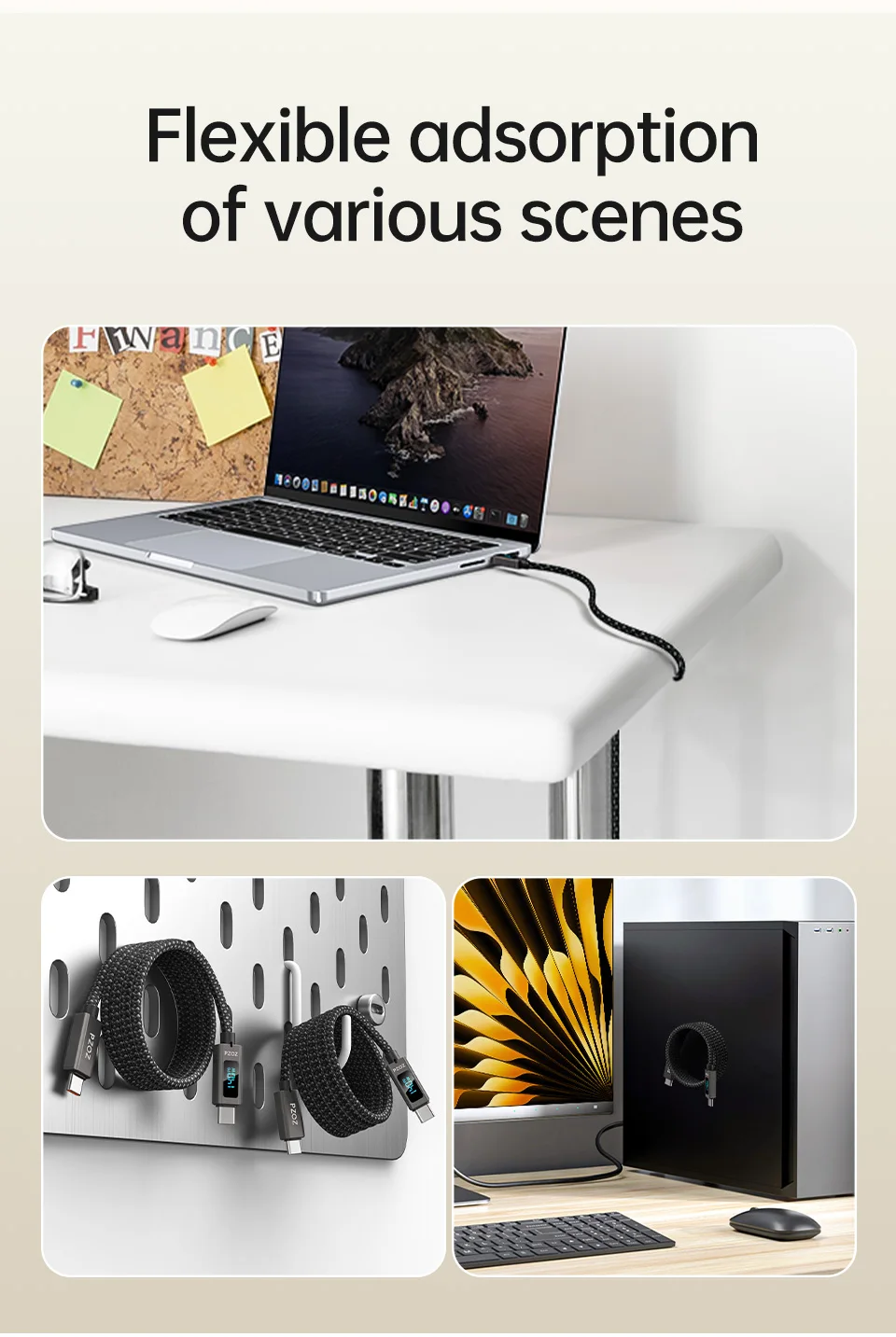 PZOZ For usb c to type c lightning magnetic cable Fast Charging iPhone iPad MacBook Charger mobile phone cables organizer bag