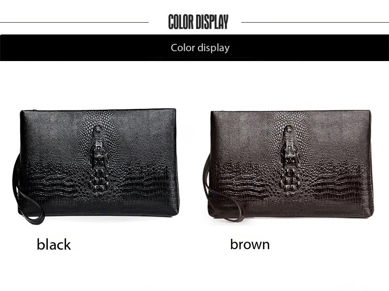 Luxury Brand Men Clutch Bag Fashion Long Wallet Men Leather Double Zipper Business Purse Black Brown Casual Male Handy Money Bag