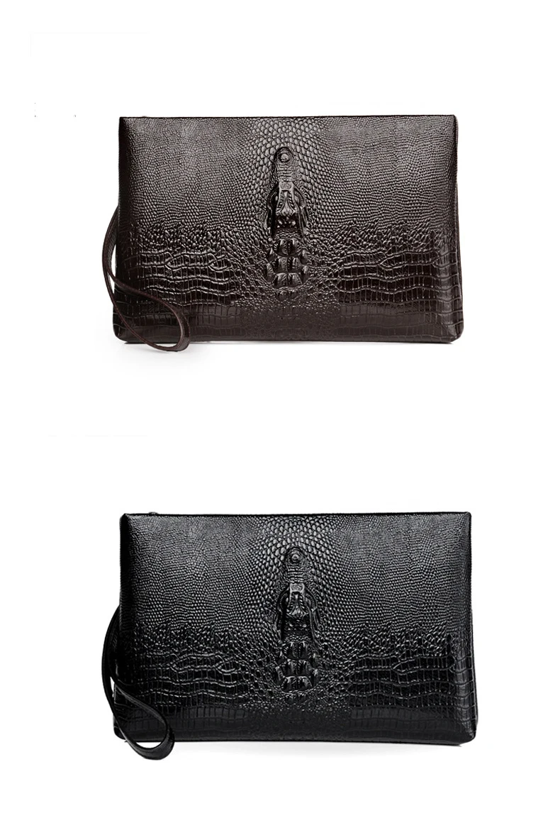 Luxury Brand Men Clutch Bag Fashion Long Wallet Men Leather Double Zipper Business Purse Black Brown Casual Male Handy Money Bag