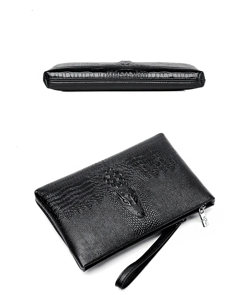 Luxury Brand Men Clutch Bag Fashion Long Wallet Men Leather Double Zipper Business Purse Black Brown Casual Male Handy Money Bag