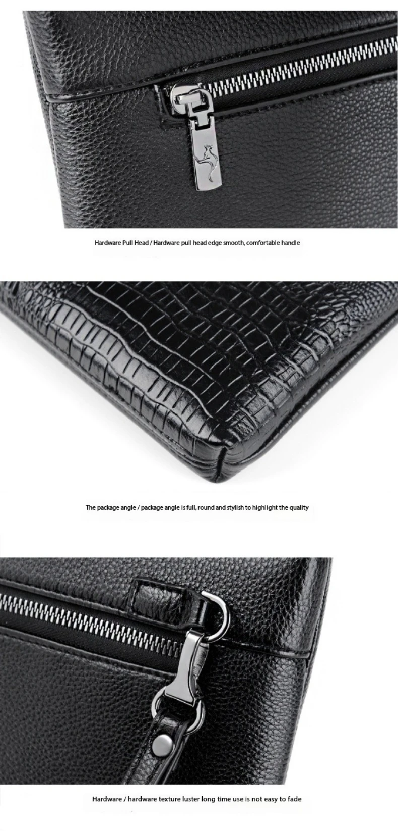 Luxury Brand Men Clutch Bag Fashion Long Wallet Men Leather Double Zipper Business Purse Black Brown Casual Male Handy Money Bag
