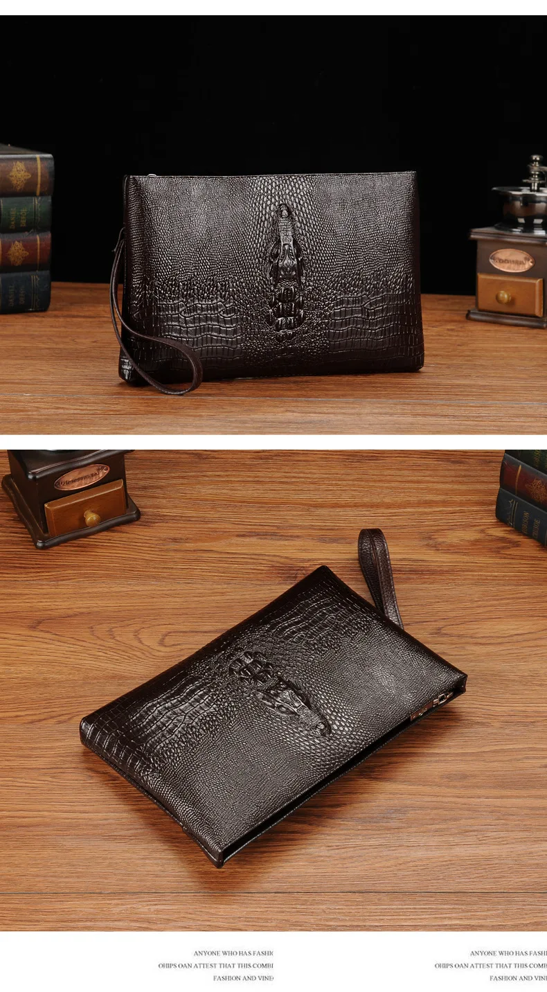 Luxury Brand Men Clutch Bag Fashion Long Wallet Men Leather Double Zipper Business Purse Black Brown Casual Male Handy Money Bag