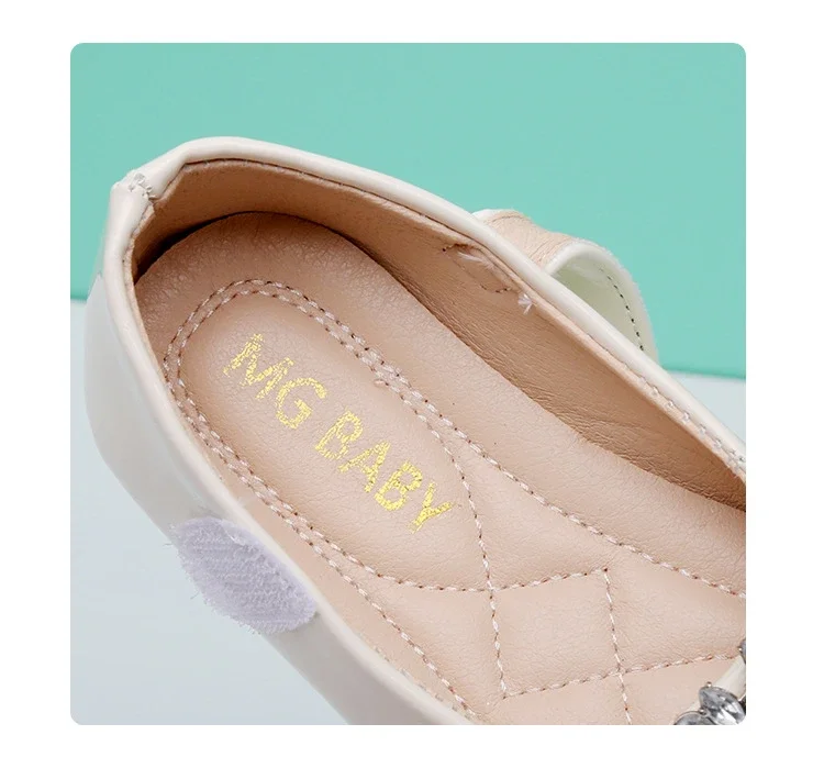 Baby Girls Leather Shoes for Party Wedding Kids Black Mary Janes with Rhinestone Buckle Princess Sweet Chic Children's Flats New