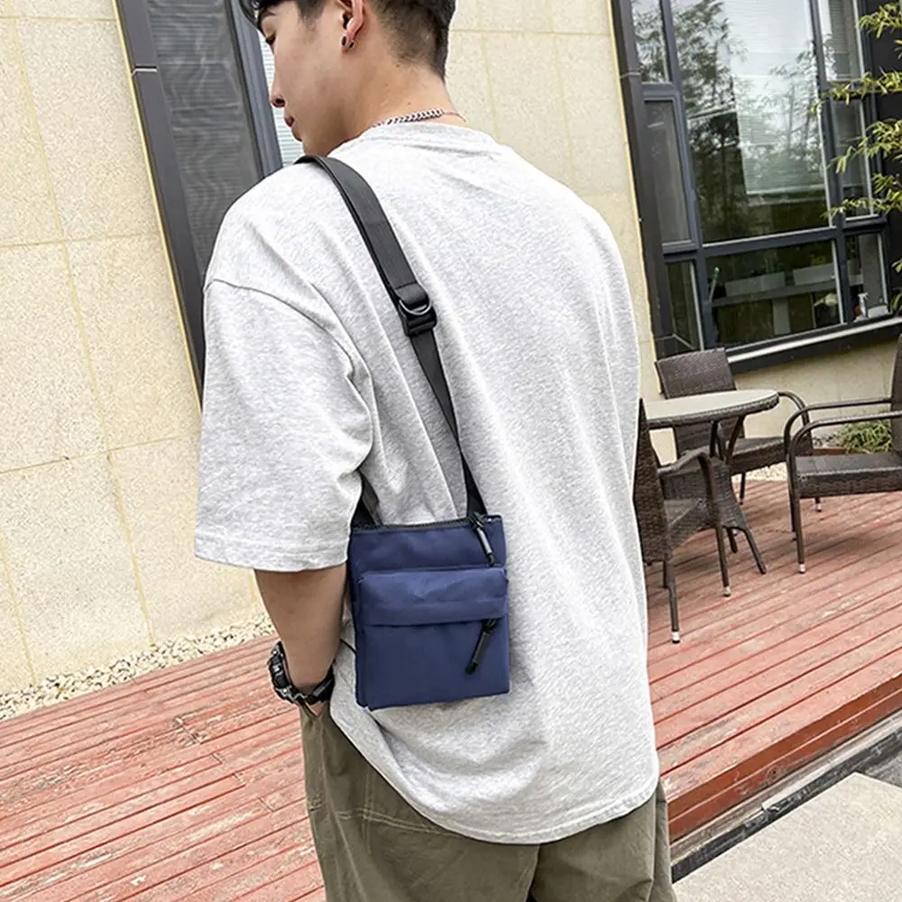 Women Men Nylon Shoulder Bag Fashion Leisure Solid Color Waterproof Cross-body Bag Messenger Bags Outdoor Sports Cellphone Pouch