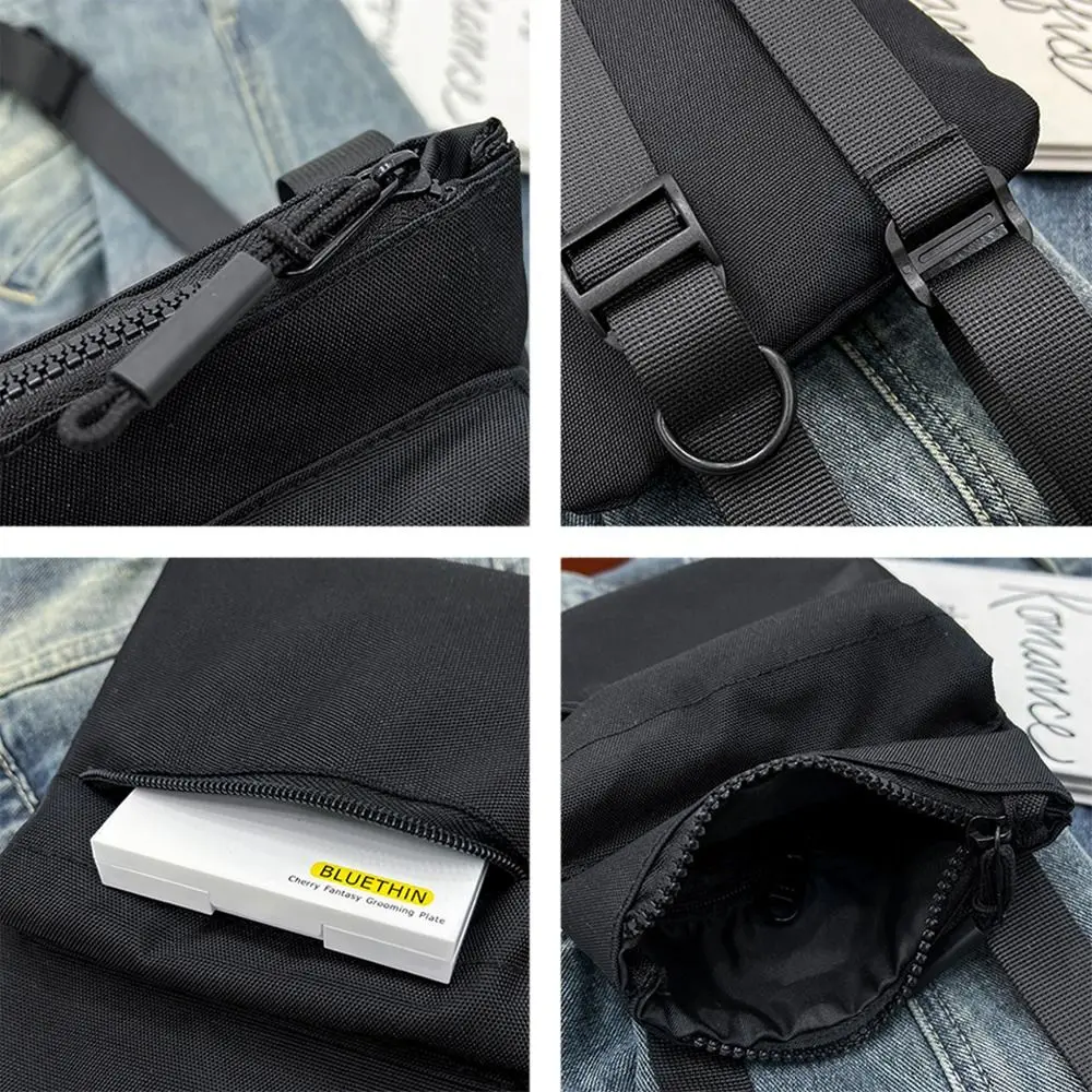Women Men Nylon Shoulder Bag Fashion Leisure Solid Color Waterproof Cross-body Bag Messenger Bags Outdoor Sports Cellphone Pouch