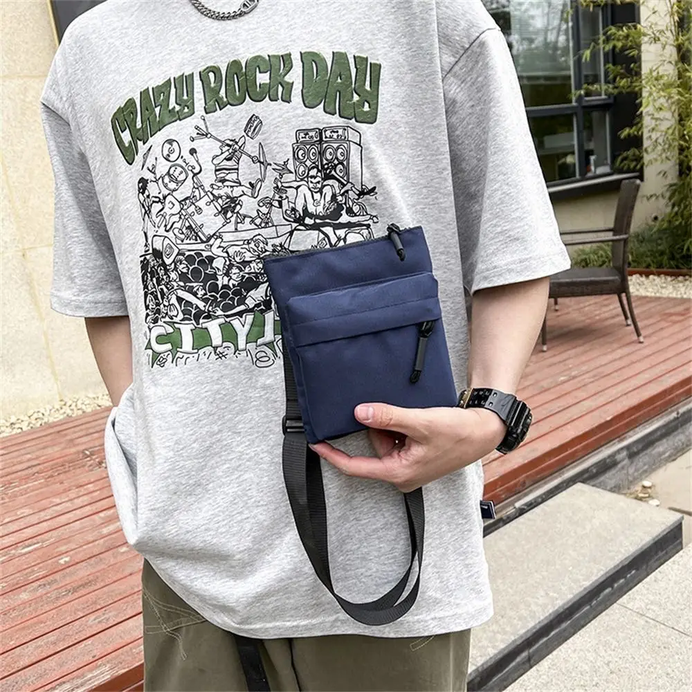 Women Men Nylon Shoulder Bag Fashion Leisure Solid Color Waterproof Cross-body Bag Messenger Bags Outdoor Sports Cellphone Pouch