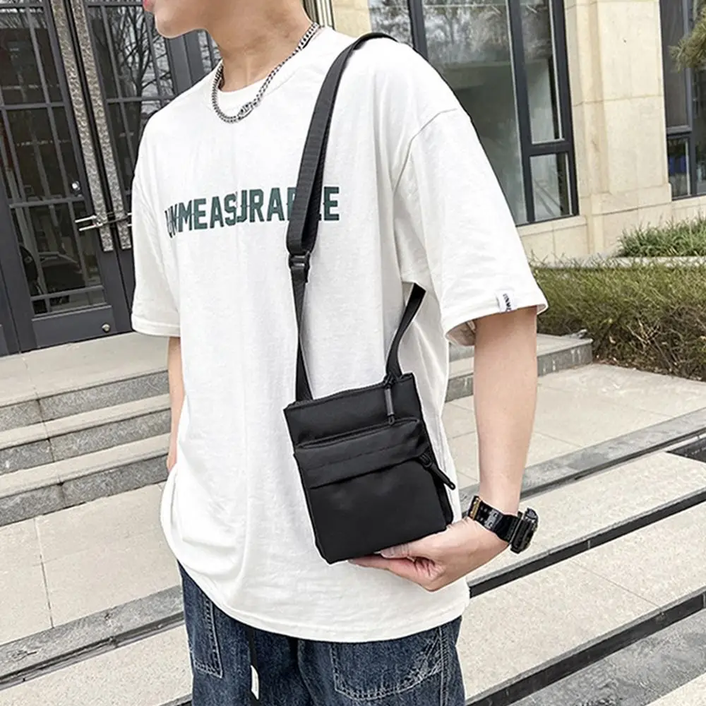 Women Men Nylon Shoulder Bag Fashion Leisure Solid Color Waterproof Cross-body Bag Messenger Bags Outdoor Sports Cellphone Pouch