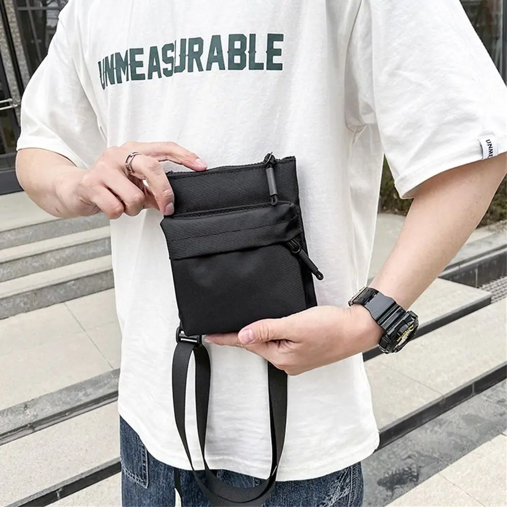Women Men Nylon Shoulder Bag Fashion Leisure Solid Color Waterproof Cross-body Bag Messenger Bags Outdoor Sports Cellphone Pouch