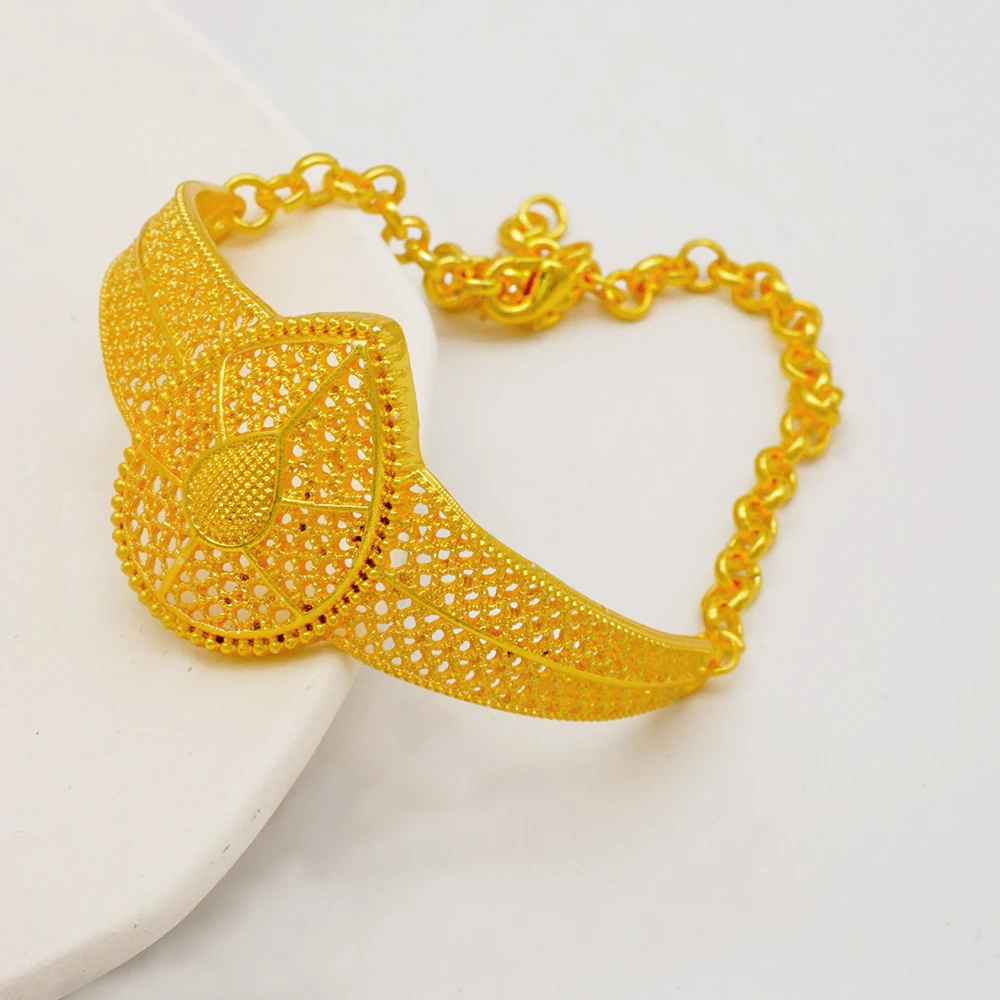 Indian Dubai Gold Color Jewelry Sets For Women Earring & Necklace Nigeria Moroccan Bridal Wedding Party Gifts