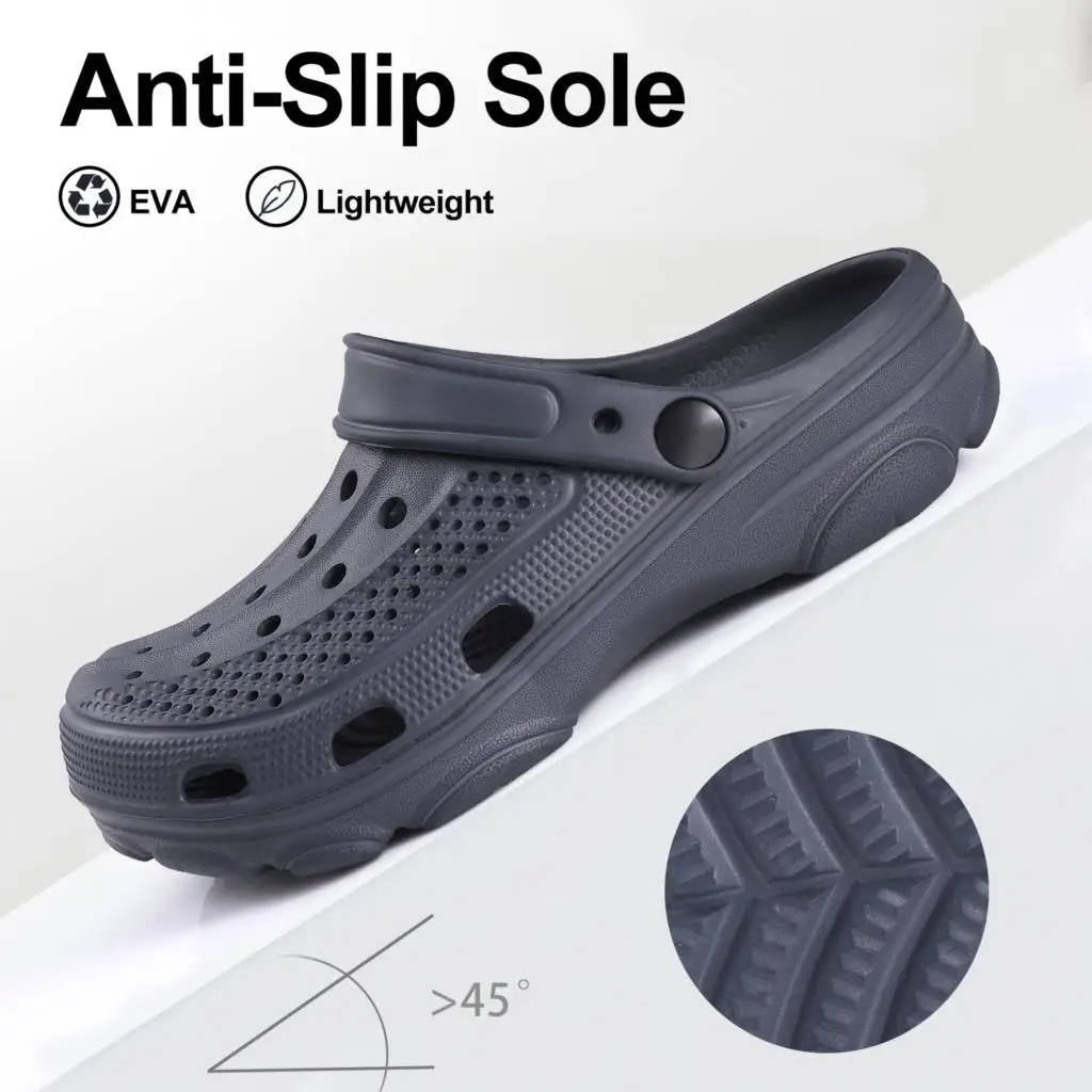 Smile Pop Casual Men Clogs Slippers Band Summer Slippers Outdoor Non-slip Beach Cozy Men Shoes Soft EVA Home Breathable Slippers