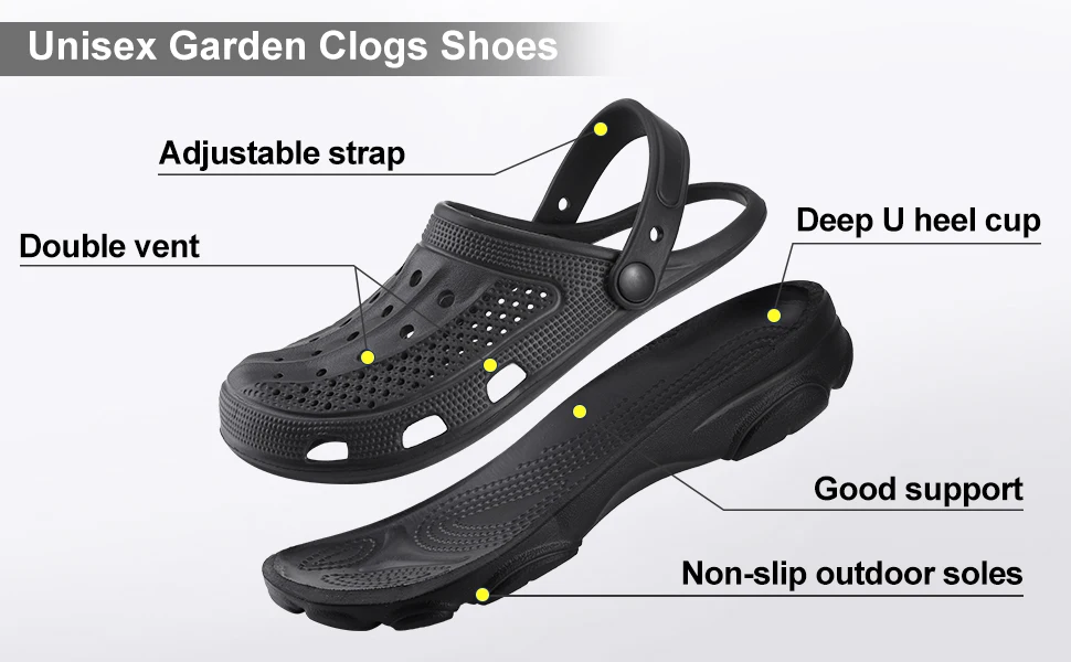 Smile Pop Casual Men Clogs Slippers Band Summer Slippers Outdoor Non-slip Beach Cozy Men Shoes Soft EVA Home Breathable Slippers