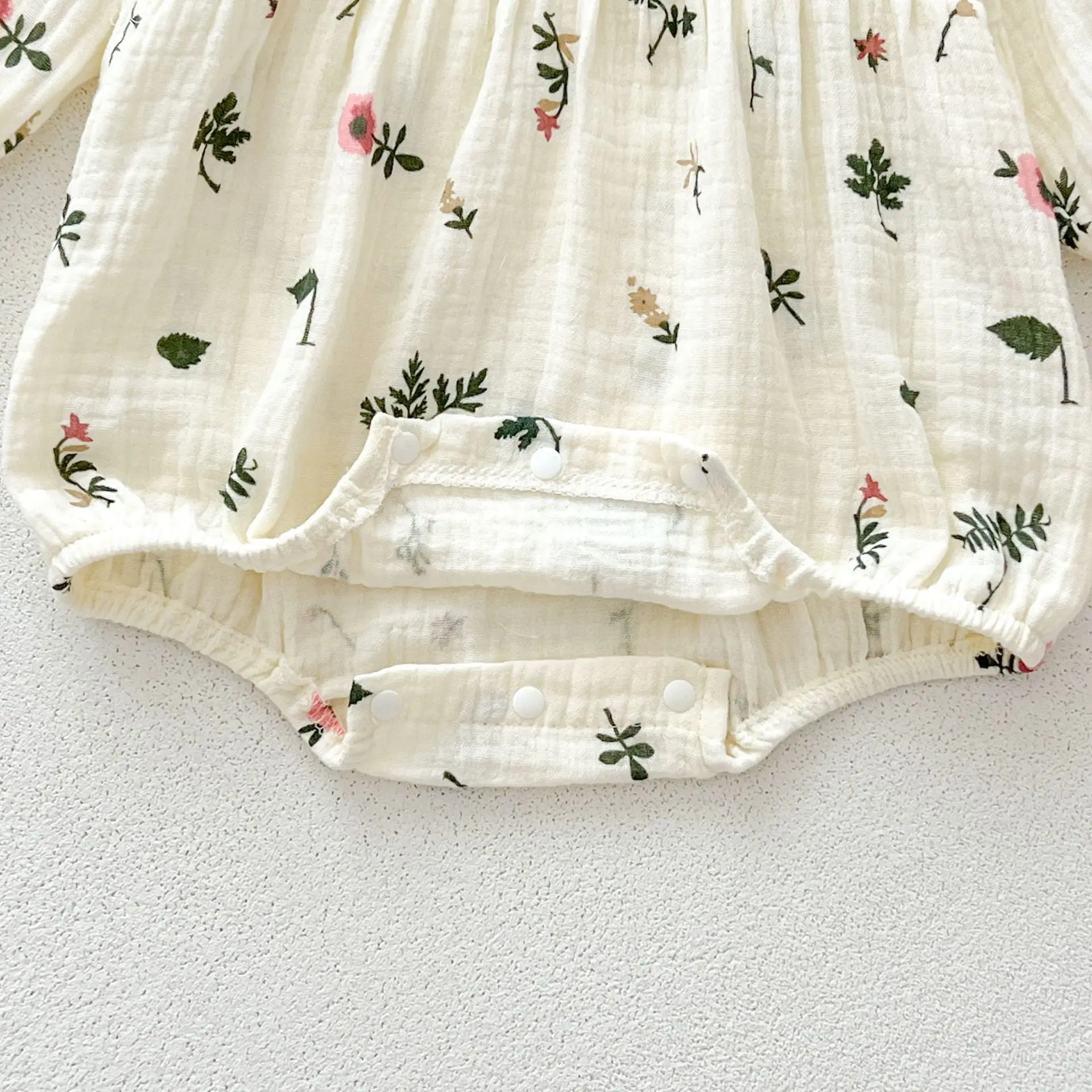 Autumn Newborn Infant Baby Girls Sweet Flower Romper + Headband Muslin Lapel Rompers Kids Onepiece Fashion Baby Clothing