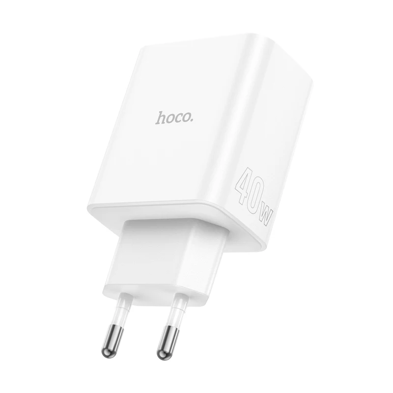HOCO C126A PD40W Dual USB C Fast Charging Adapter For iPhone 17/16/15 Pro Max PD QC3.0 Wall Travel Phone Charger For Samsung S23