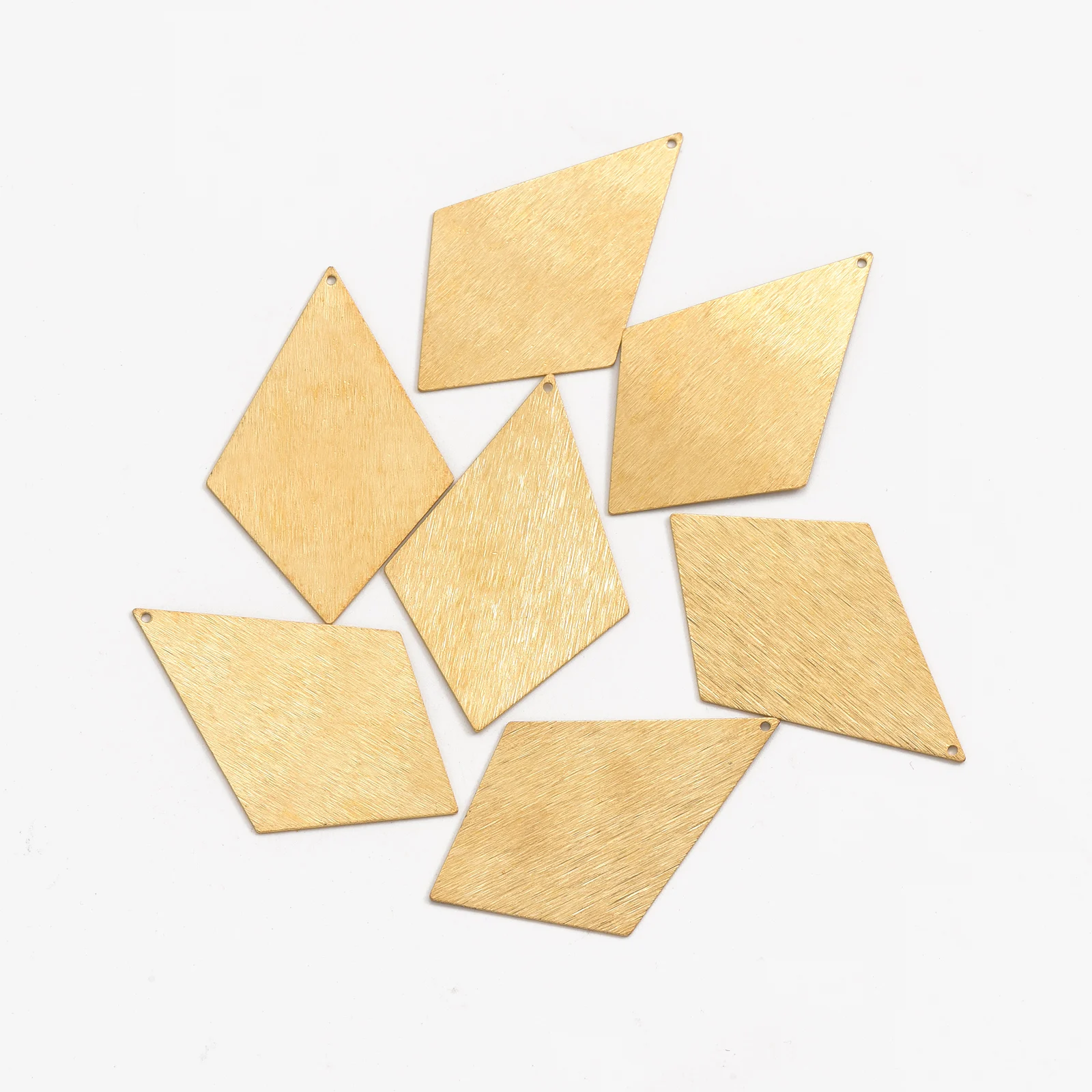 6pcs original brass single hole brushed solid flat rhombus pieces are used to make charming earring necklace pendant components