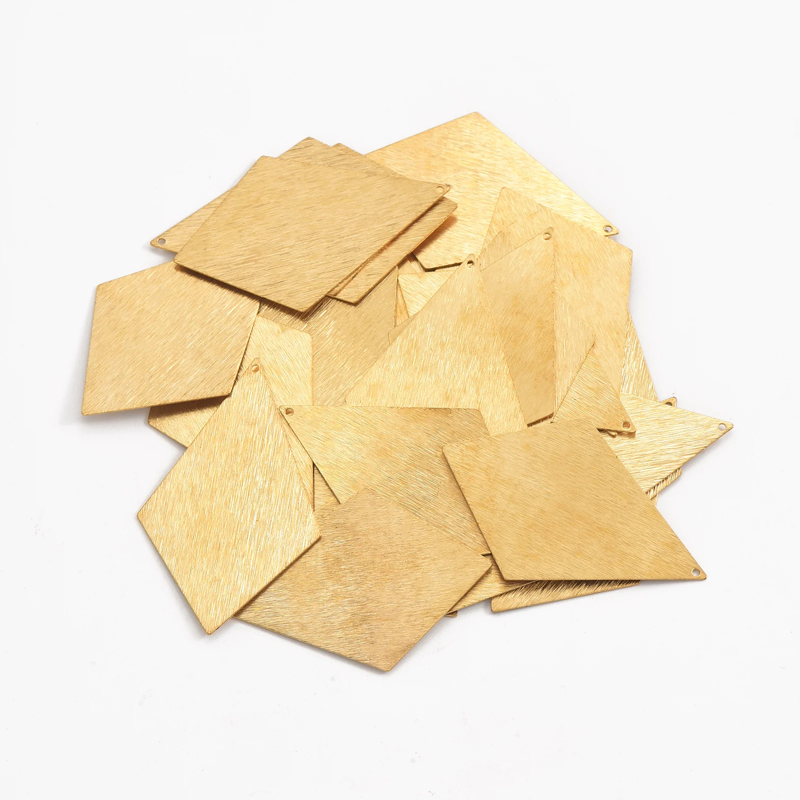 6pcs original brass single hole brushed solid flat rhombus pieces are used to make charming earring necklace pendant components