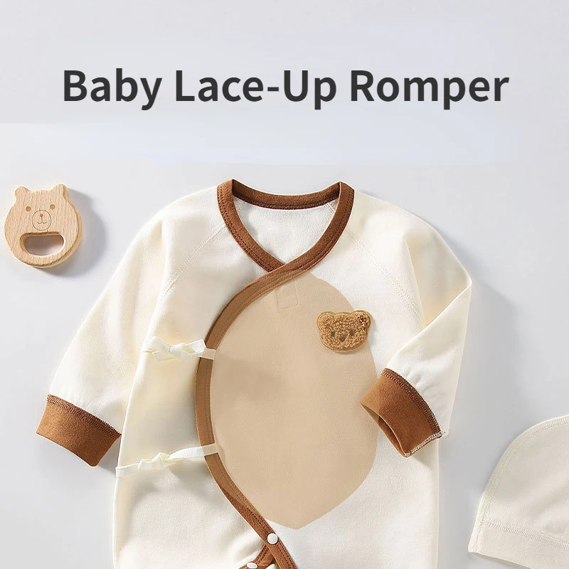 Somenie Newborn Jumpsuit Clothing Set with Hat Boys Girls 100% Cotton Baby Romper 0-3M Long Sleeved Babe Pajamas