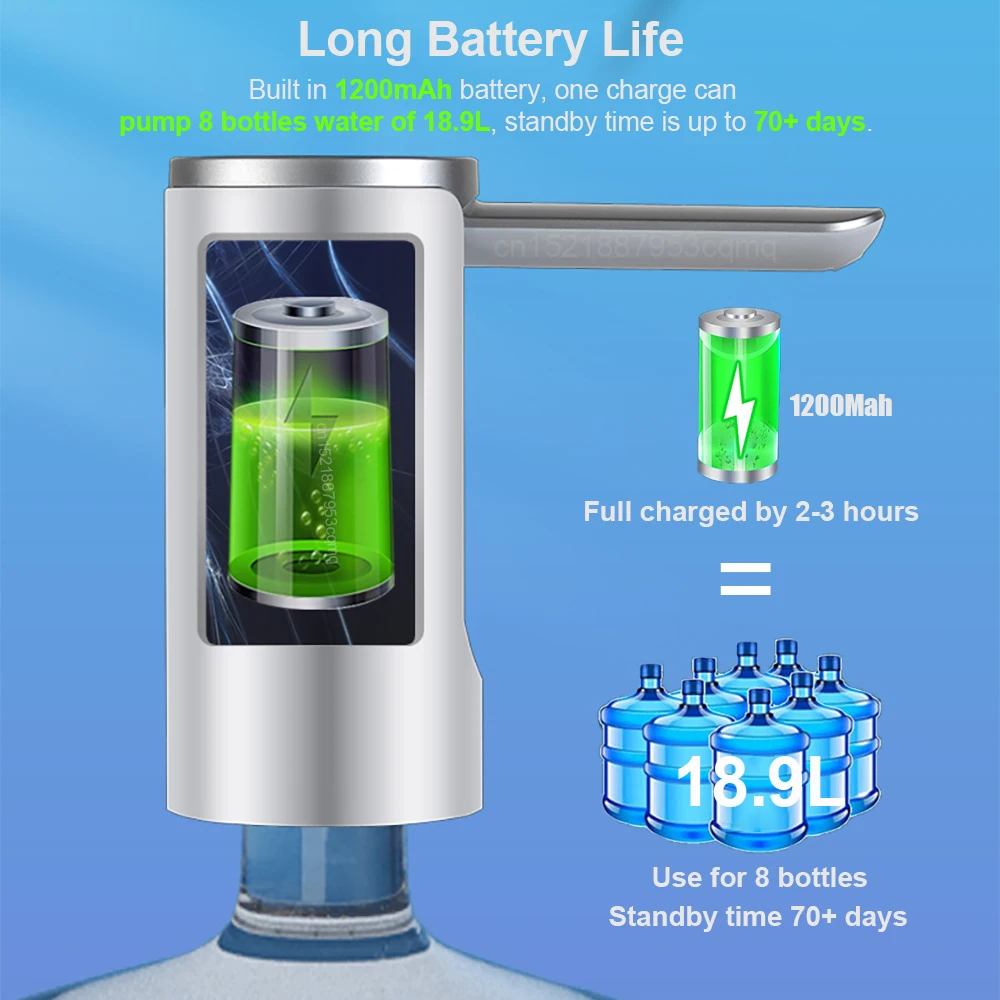 Electric Water Gallon Bottle Pump Automatic Folding Water Dispenser Pump 19 Liters Rechargeable Foldable Desk Water Bottle Pump