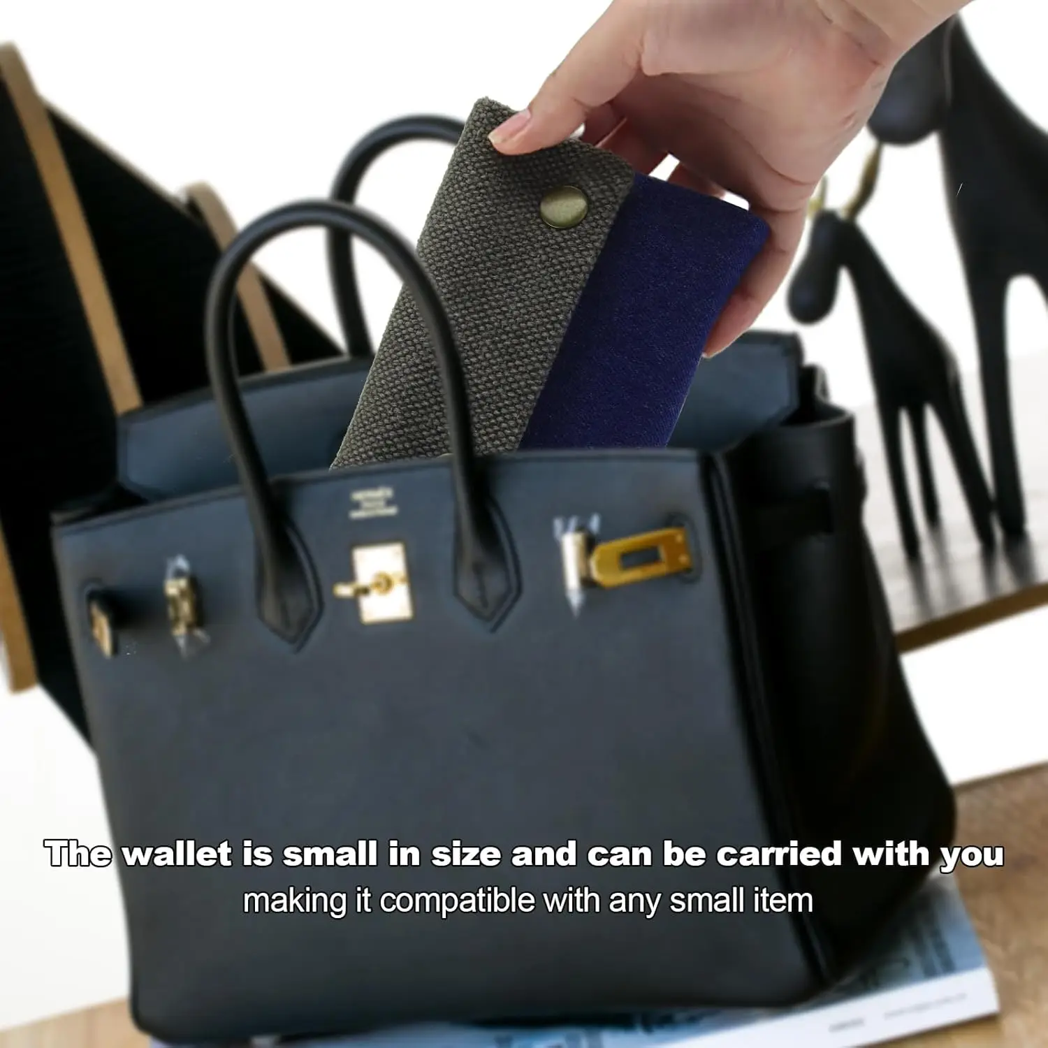Handmade Three Fold Fabric Wallet Women Men Simple Short Zipper Purses for Teens Personality Multi-function Key Bag Card Holder