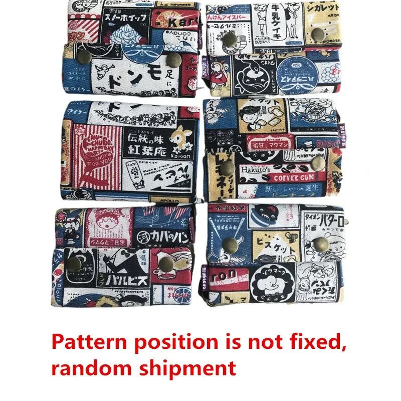 Handmade Three Fold Fabric Wallet Women Men Simple Short Zipper Purses for Teens Personality Multi-function Key Bag Card Holder