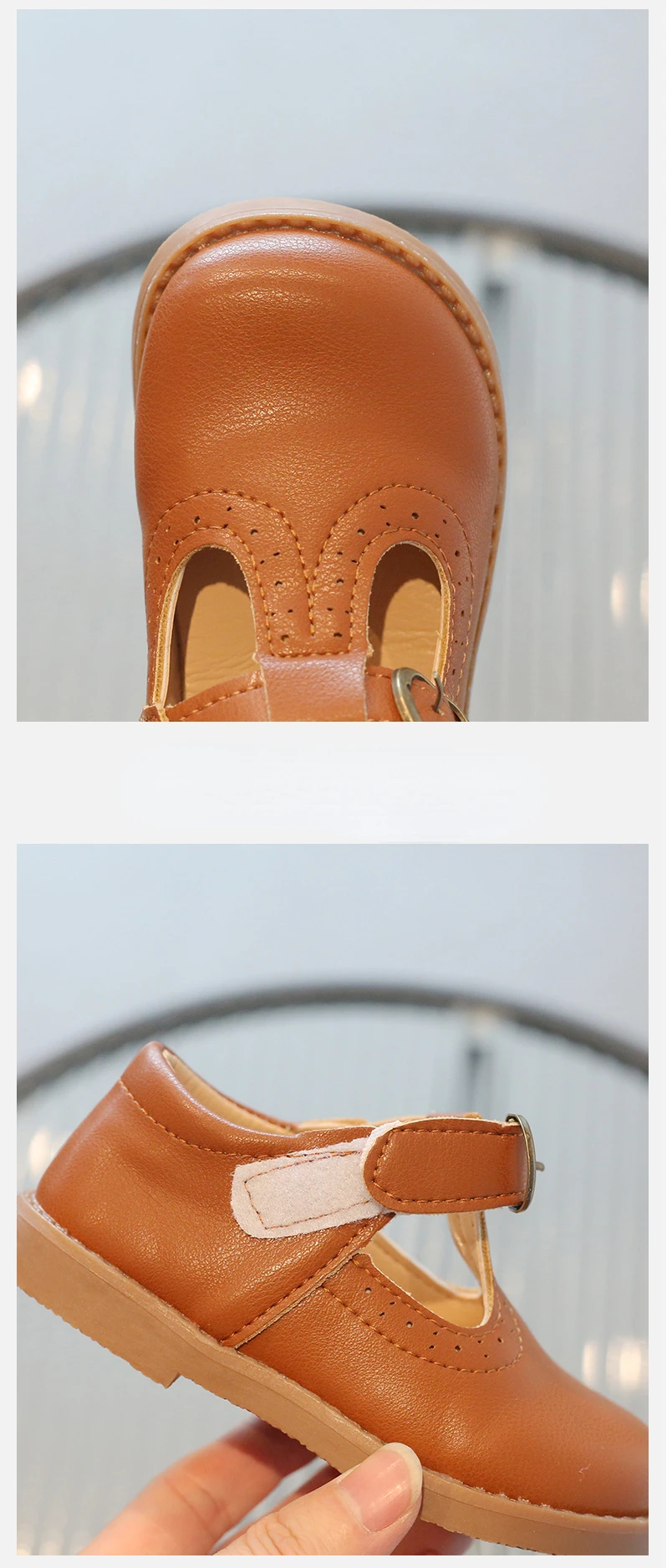 Spring Autumn Boy Leather Shoe Fashion Vintage Girls' Flat Shoes T-strap Children School Mary Janes Soft Soled Kids Single Shoes