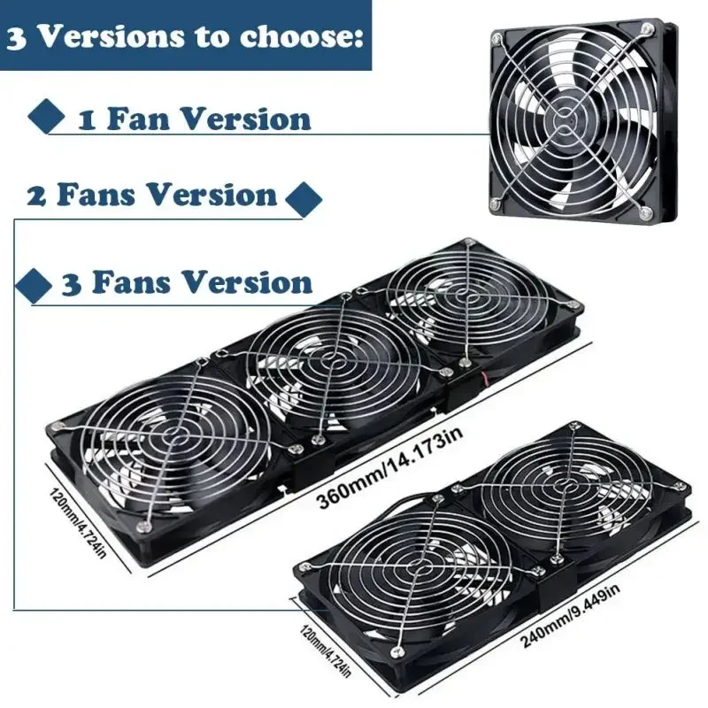 12cm 3000RPM Exhaust Fan Bathroom Cooling Fan with Controller 3V-12V Btc Machine Chassis Workstation Cabinet Radiator Server Fan