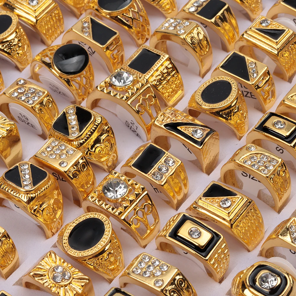 20Pcs/Lot Retro Punk Gothic Enamel Oil Drop Square Rings for Men Women Vintage Jewelry Accessories Party Gifts Mix Style