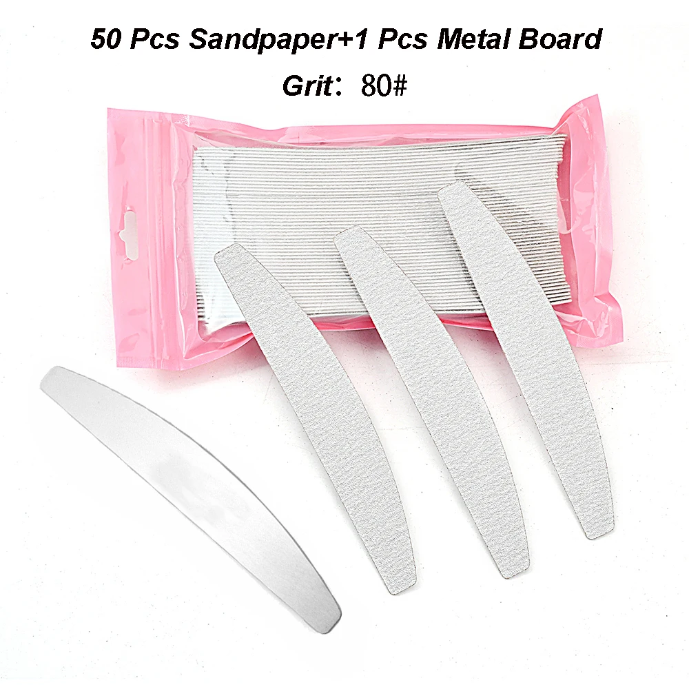 50pcs Sandpaper and Steel Filer for Nail Manicure Pedicure Double-sided Set Tearable Durable Accessoires Gel Polish Equipment