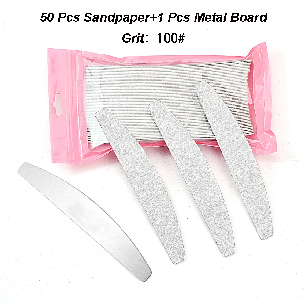 50pcs Sandpaper and Steel Filer for Nail Manicure Pedicure Double-sided Set Tearable Durable Accessoires Gel Polish Equipment