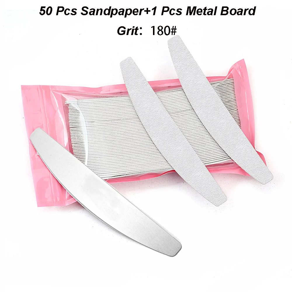 50pcs Sandpaper and Steel Filer for Nail Manicure Pedicure Double-sided Set Tearable Durable Accessoires Gel Polish Equipment