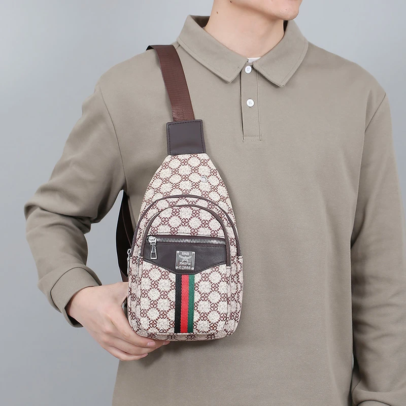 Men's Multifunction Messenger Bag Shoulder Cloth Chest Bags Crossbody Casual  Handbag with Earphone Hole