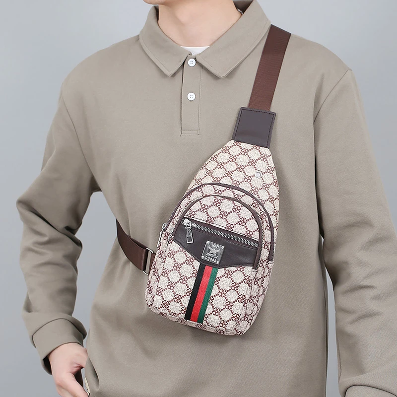 Men's Multifunction Messenger Bag Shoulder Cloth Chest Bags Crossbody Casual  Handbag with Earphone Hole