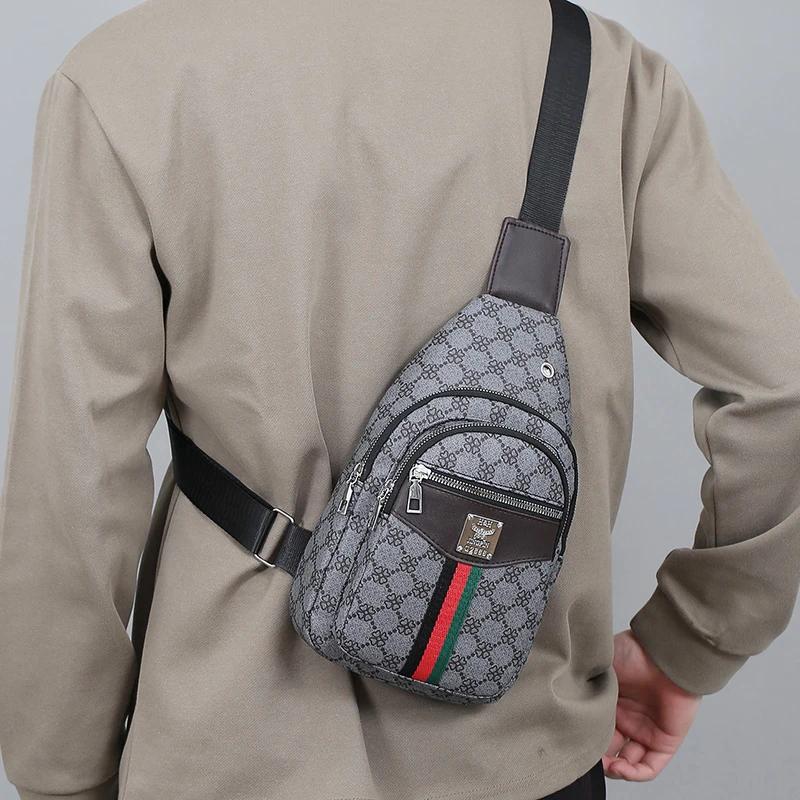 Men's Multifunction Messenger Bag Shoulder Cloth Chest Bags Crossbody Casual  Handbag with Earphone Hole