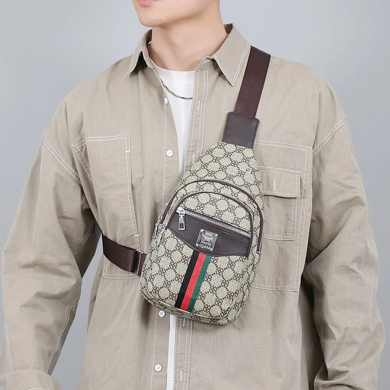 Men's Multifunction Messenger Bag Shoulder Cloth Chest Bags Crossbody Casual  Handbag with Earphone Hole