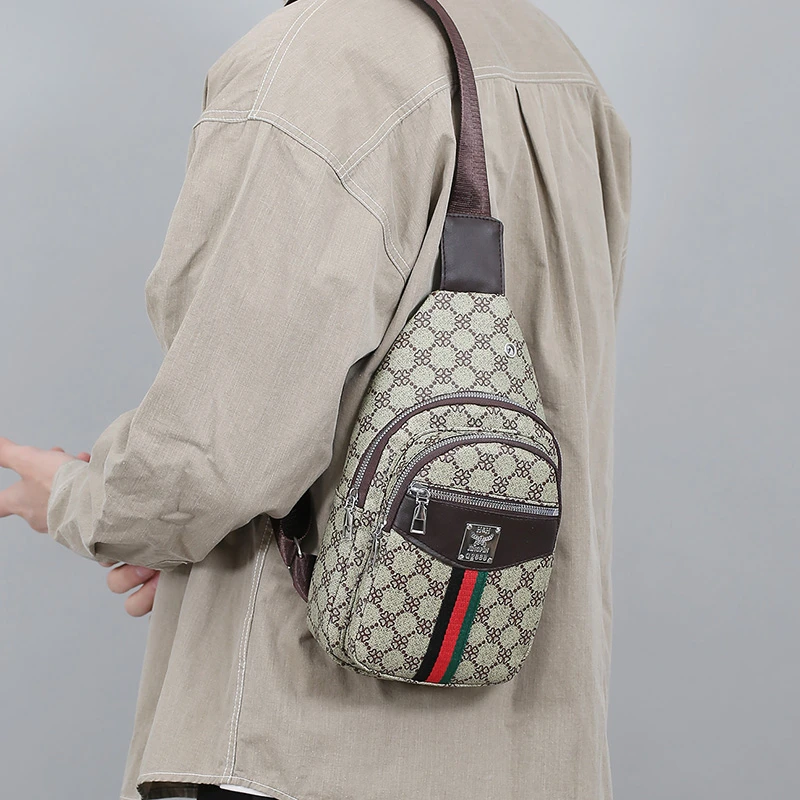 Men's Multifunction Messenger Bag Shoulder Cloth Chest Bags Crossbody Casual  Handbag with Earphone Hole