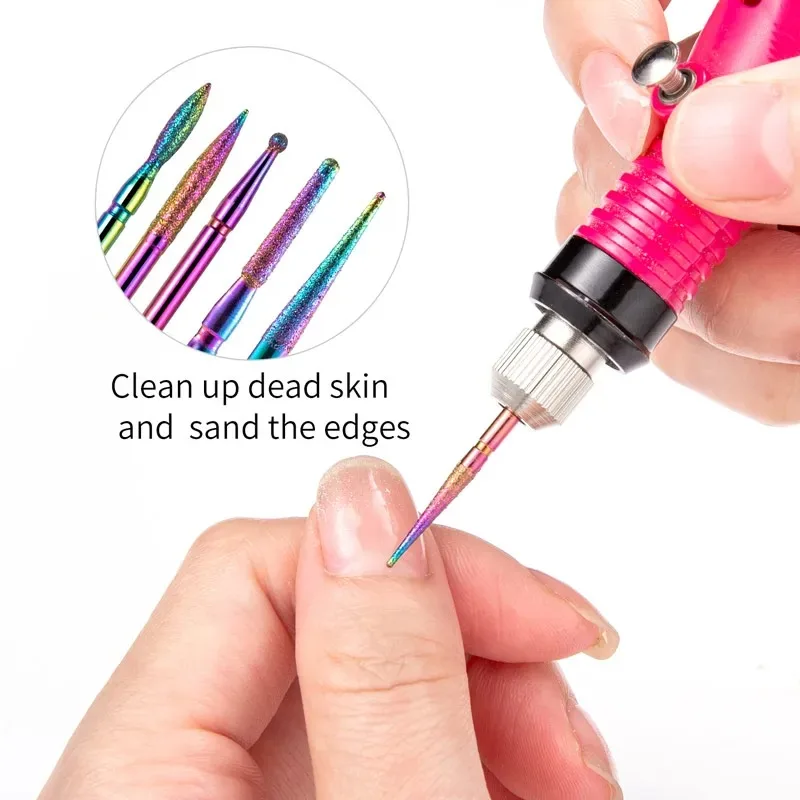 30Pcs Nail Drill Bits Ceramic Diamond Cuticle Efile Carbide Remover for Home Salon Acrylic Gel Nail Manicure Pedicure Tools